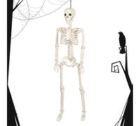 Décoration squelette complète Halloween - Décoration complète squelette humain pour Halloween, 90 cm, os terrifiants réalistes avec joints articulables pour jardin, porche maison sorcière