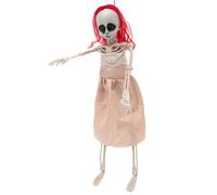 Décoration squelette d'Halloween en forme de branche d'arbre | Figurine de fille aux cheveux rouges, décoration de 49 cm avec boucle près de la porte d'entrée, décoration de fête à