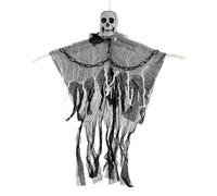 Décoration squelette et gaze phosphorescente avec chaînes pour intérieur ou extérieur Halloween