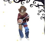 Décoration Squelette Musicale - Yeux Rougeurs Figurines de squelette d'Halloween, Articules Réglables Design réaliste des os | Ornement squelette animé effrayant pour le marchand Yard Garden Party