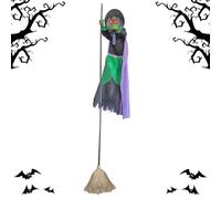 Décoration sur le thème de la sorcière - Animée pour Halloween en plein air | Fibres synthétiques douces avec capteur sonore, effet flottant, traversées de la cour, portes d'entrée, allées pour