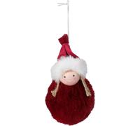 Décoration suspendue 13 cm Fille avec chapeau, bordeaux