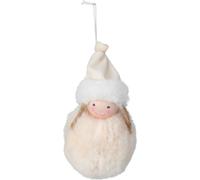 Décoration suspendue 13 cm Fille avec chapeau, crème