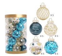 Décoration Suspendue 6cm 25pcs pour Sapin de Noël(blue gold) | Diamètre 6cm classique, lot de 25 , plastique léger, pour idéal sapin, finition élégante