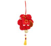 Décoration Suspendue Nouvel an Lunaire Cheval Fleur Rouge 2026 | Ornement Traditionnel Créatif, Pompons en Coton Pp, Décor Festif pour Arbre et Lanterne, Rouge