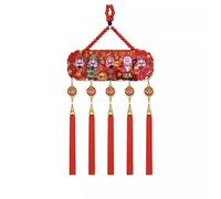 Décoration Suspendue pour Le Nouvel an Chinois, Tenture Murale des 5 Dieux de la Richesse du Nouvel an Chinois avec des Glands Rouges et des Symboles de Fortune