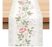 Décoration Table pour fête Anniversaire Motif Fleurs 33x183cm(I) | Tissu doux au toucher, finition soignée, pour idéal pour quotidien et fêtes, couleurs vives, entretien facile
