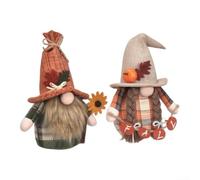 Décoration Table Thanksgiving Gnome en Tissu 2 Décoration Table | Lot de 2 gnomes, taille 28x18cm, tissu résistant, design automnal, pour idéal intérieur