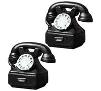 Décoration Téléphone Vintage en Résine, Lot de 2, Noir | Format Mini, Scène Bureau et Prop Photo, Style Élégant à Atmosphère Artistique