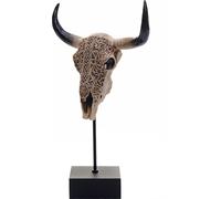 Décoration Tête de vache sur pied HWC-D30, tête de taureau taureau tête d'animal tête de vache trophée avec trival, polyrésine 47x30x12cm