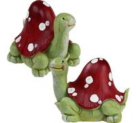 Décoration tortue souriante avec amanite tue-mouches sur le dos pour terrasse