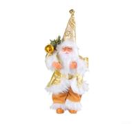 Décoration traditionnelle Père Noël avec geste d'embrassement, construction en plastique et tissu pour sapin de vacances et décoration intérieure (doré)