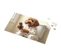 Décoration vintage chien en pyjama avec empreinte de patte de téléphone, puzzle amusant pour la maison, panneaux vintage en métal (1 000 pièces)