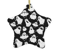 Décoration vintage humoristique avec impression fantôme blanc pour Noël, motif étoile en céramique avec ficelle de suspension, verset de la Bible