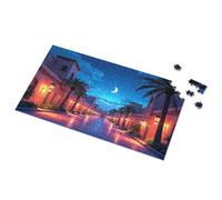Décoration vintage Night Walk In The Palm-Lined Street Picture Puzzle Funny Home Sign Vintage Signs Métal (500 pièces)