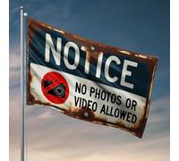 Décoration vintage No Photos Or Video Allowed Panneau Drapeau Man Cabe Decor Deck Decor (30 x 45 cm)