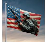 Décoration vintage soldat devant drapeau américain Man Cabe Decor Deck Decor (152 x 244 cm)