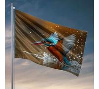 Décoration vintage Un oiseau martin-pêcheur avec drapeau plumage bleu et orange vif Décoration d'intérieur pour homme Décoration de bière pour caverne d'homme (30 x 45 cm)