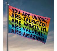 Décoration vintage « You Are Unique, Talented, Worth It, Valuable, Amazing ! » Drapeau pour décoration d'intérieur pour homme, décoration de bière pour homme (120 x 180 cm)