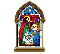 Decoration Vitrine Noel - Creche de Noel Decoration - Autocollant de Vitrail de la nativité - Stickers Noel Fenetre - Petit