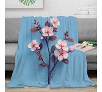 Décoration vive Couverture 3D imprimée Sakura Microfibre Décor Maison Jeté Sakura Fleuri Printemps pour Adulte ado Salon Chambre 40x50(100x130cm)