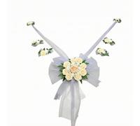 Décoration Voiture Mariage Arrangement Floral Ornement Capot Bouquet Tulle Drapé Élégant et Volume Harmonieux Focalisation Frontale pour Style , Champagne , style to 3