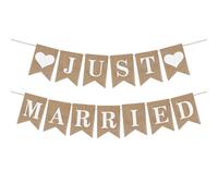 Decoration Voiture Mariage,Just Married Voiture Deco,Bannière Just Married,Guirlande Mariage Champetre,Convient aux Cérémonies Decoration Intérieure et Extérieure-Lin