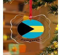 Décorations à suspendre Bahamas - Drapeaux de pays nationaux - Marin - Papillon - Disques en acrylique transparent - Drapeaux de pays européens - Souvenir pour décoration d'arbre de Noël - Étiquettes