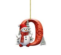 Décorations à Suspendre de 26 Lettres, Bonhomme de Neige Ornement Plat de Noël 2D en Acrylique, Ornements Pendentif Arbre de Noël Bricolage Artisanal Noël (O, 8X7CM)