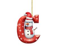 Décorations à Suspendre de 26 Lettres, Bonhomme de Neige Ornement Plat de Noël 2D en Acrylique, Ornements Pendentif Arbre de Noël Bricolage Artisanal Noël (C, 8X7CM)