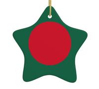 Décorations à suspendre en céramique pour sapin de Noël - En forme d'étoile - Drapeau du Bangladesh - Décoration de vacances intérieure et extérieure