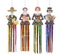Décorations à Suspendre en Forme de CrâNe en Sucre,Décorations pour Le Jour des Morts,Crâne en Sucre avec Pompon en Aluminium,Convient pour Le Jour des Morts,FêTe d'halloween,4 Pièces