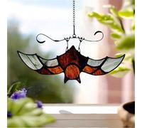 Décorations à suspendre en vitrail en forme d'oiseau - 17 x 8,5 cm - Attrape-soleil - Décoration de jardin à suspendre - Pour Halloween, automne, Noël pour la maison