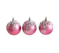 Décorations à suspendre pour sapin de Noël - Boules en plastique de 8 cm avec motifs de style européen - Pour décoration de vacances dans une boîte de protection (1)