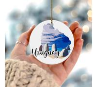 Décorations à suspendre Uruguay - Affiche du monde urbain multicolore - Décoration d'arbre de Noël - Paysage urbain - Illustration d'art - Cadeau de collection pour décorations de fête de Noël