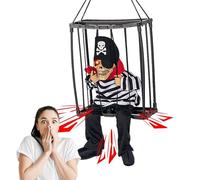 Décorations animées d'halloween,Jouet de Terreur Hurlant de crâne en Cage | Fantôme de Cage de Prisonnier accrochable électrique aux Yeux Brillants vocalise Le crâne Parlant pour la Maison hantée