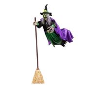 Décorations Animées D'Halloween - Sorcière Volante Effrayante D'extérieur De 1,80 M, Décorations D'Halloween Avec Sons Et Lumières Effrayants, Accessoires Animés D'Hallo ween Pour Décoration De Jardin