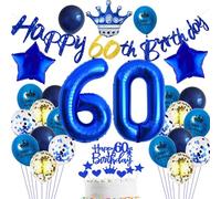 Décorations Anniversaire 60 Ans - Ballons Bleus pour Homme - Kit de Fête et Décoration