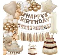 Decorations Anniversaire Dinosaure 1 An, Décoration Anniversaire Garcon Fille, Ballons Anniversaire Abricot et Or, Bébe Bannière Joyeux Anniversaire, Kit Dinosaure Deco Fête Anniversaire Ballon 1 An