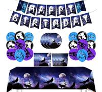 Décorations Anniversaire Loup Decoration Anniversaire Wolf Ballons de Fête Loup Bannière Anniversaire Wolf Vaisselle Fêtes Loup Vaisselle Assiette Wolf Vaisselle Fete Loup Décoration Anniversaire