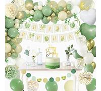 Décorations Anniversaire, Vert Or Ballon, Bannière Joyeux Anniversaire, Ballon Femmes, Gateau Décorations de Fête