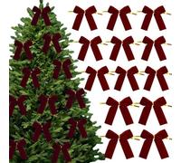 Décorations avec nœuds de Noël - Ornement avec guirlande rouge en velours, ensemble de Noël de 12 pièces, décoration festive pour intérieur et extérieur, accessoire artisanal fait main |