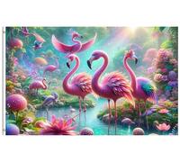 Décorations Bannière Flamants roses mystères Beaux arbres Fleurs de rivière Printemps