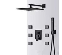 Decorations Black Ensemble LED Précipitant la tête 6pcs Massage Spa Jets Voies Hot-Way Tap Système Douche de Baignoire à Robinet, 10 Pouces Beautiful