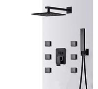 Decorations Black Ensemble LED Précipitant la tête 6pcs Massage Spa Jets Voies Hot-Way Tap Système Douche de Baignoire à Robinet, 10 Pouces Beautiful