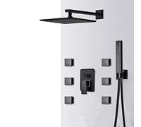 Decorations Black Ensemble LED Précipitant la tête 6pcs Massage Spa Jets Voies Hot-Way Tap Système Douche de Baignoire à Robinet, 10 Pouces Beautiful