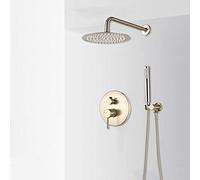 Decorations brossé Gold Down Faucets Set Précipie Système de Douche Cached Mélangeur à Eau Froide Hot Tap Round Shower Fauce, 2, Way 8inch Beautiful