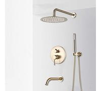 Decorations brossé Gold Down Faucets Set Précipie Système de Douche Mélangeur Cold Water Round Shower Fauce, 3, Way 16in pivotant Beautiful