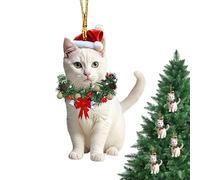 Décorations Chat | Ornament Chat en Acrylique 2D Souvenir - Décorations pour Sapin De Noël,pour Fête Hivernale Célébration Saisonnière Cheminée Lieu de Travail