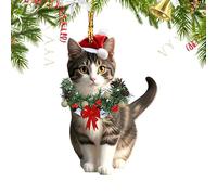 Décorations Chat - Pendentif en Acrylique 2D | Ornements Noël Acrylique,pour Fête Hivernale Célébration Saisonnière Cheminée Lieu de Travail